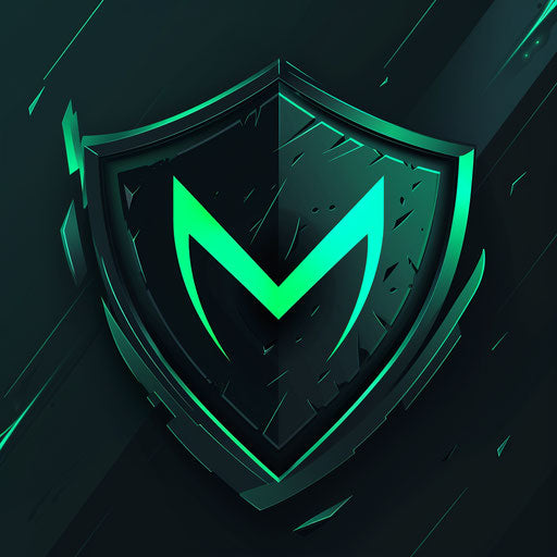 Professional logo for YouTuber with a shield icon on dark green background
