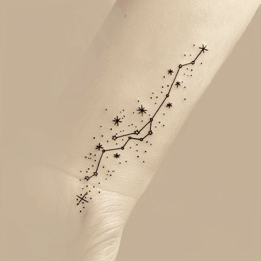 Minimalist tattoo sketch of the Gemini constellation in line art