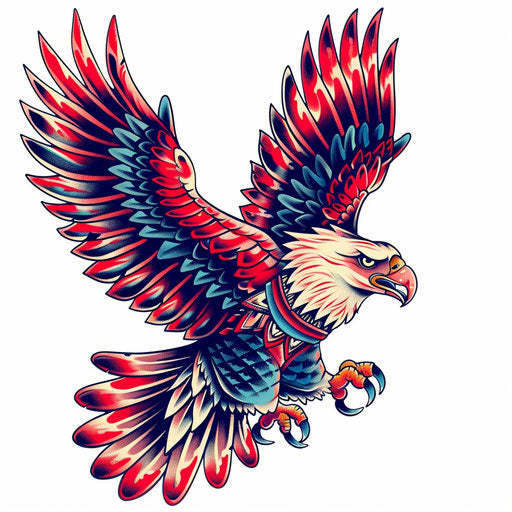 Classic American eagle tattoo design on white background