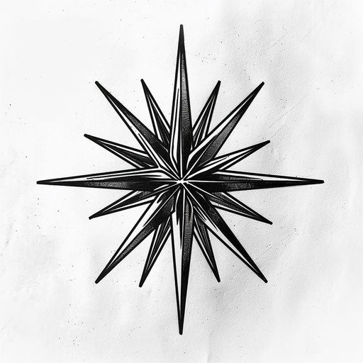 North Star in tattoo style with minimalist design