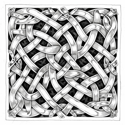 Celtic knotwork with intricate interlacing patterns, Peter Jackson style
