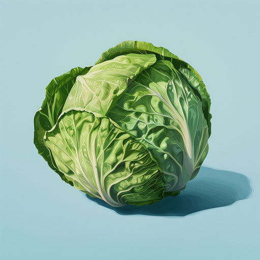 Photo realistic cabbage clipart with flat blue background
