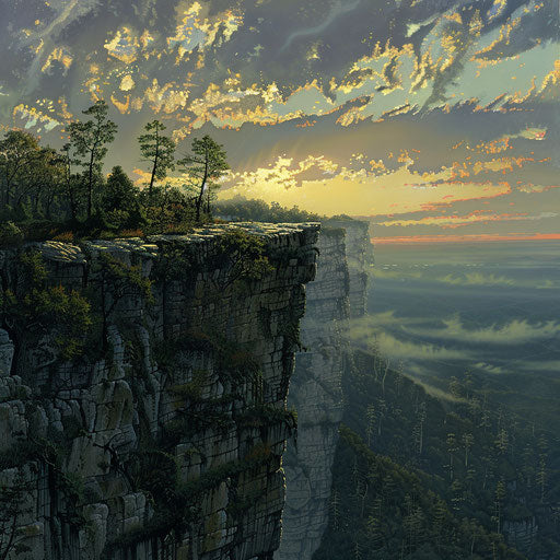 Mysterious mountains at sunset