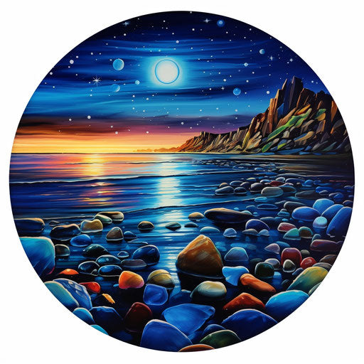 Rocks and stones in the dark night - spherical sculptures