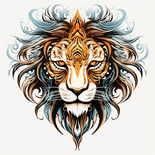 Indian lion face tattoo tribal eyre concept coloring