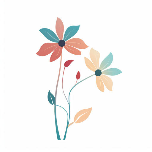 Flower design clipart in Minimalist style on white background