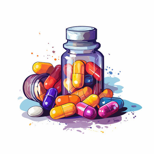 Medication clipart - Chiaroscuro Art style - White background
