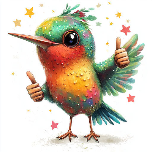 Dynamic Hummingbird Caricature Clipart for Visual Storytelling