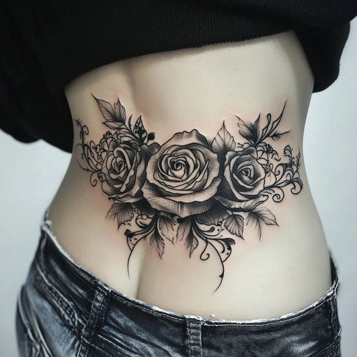 Lower back tattoos for women on a Pure White Background