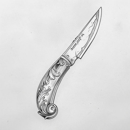 Elegant sketch of a straight razor with chic handle