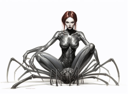 Black widow illustration on isolated white background