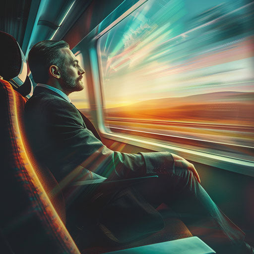 Businessman in a high-speed train
