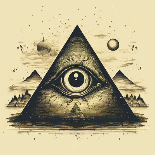 Pyramid with eye, realistic, cryptopunk, minimalist style