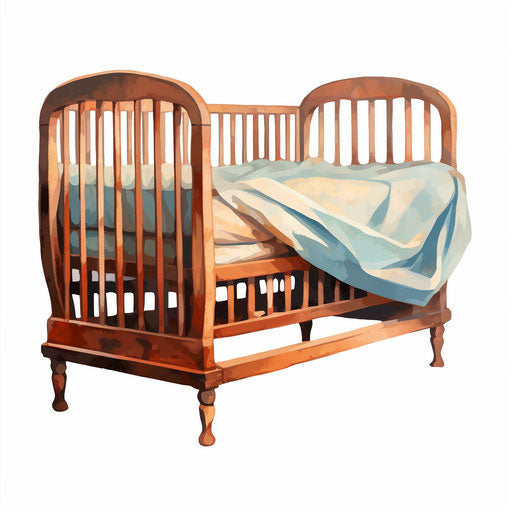 Bed clipart in the style of Oil painting, on a white background
