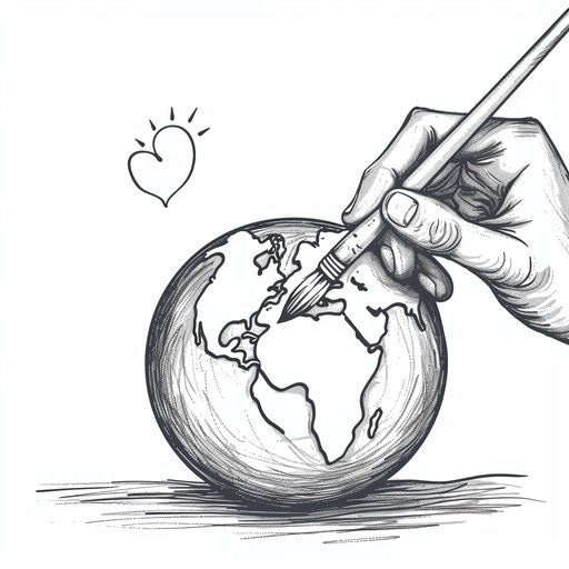 Painting a heart on the world