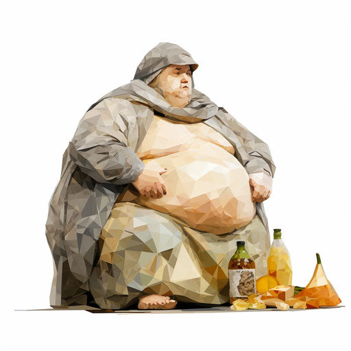 Obesity clipart in the style of Oil painting, on a white background
