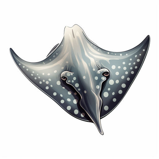 Stingray clipart in the style of Chiaroscuro Art, on white background