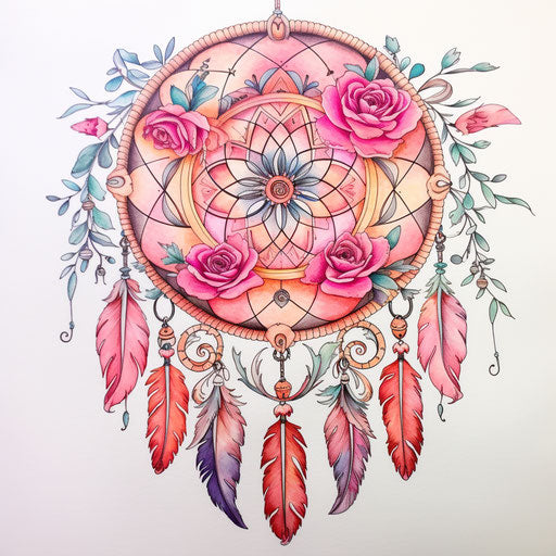 Dream catcher coloring book, free brushwork style