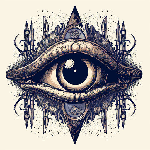 Old eye tatto free vector art, visionary artist style, realistic light
