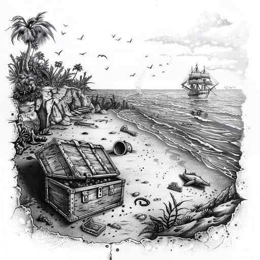 Underwater treasure on white background