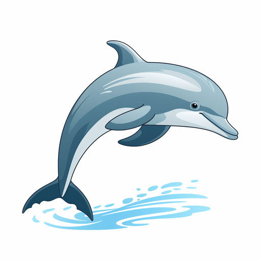 Minimalist dolphin clipart on white background