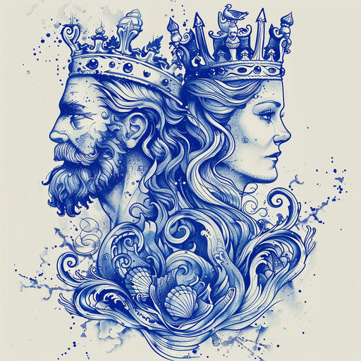 Kings and queens of the seas: nautical tattoo sketch
