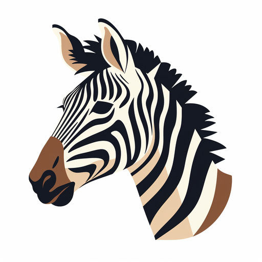 Zebra illustration in the minimalist style, on white background