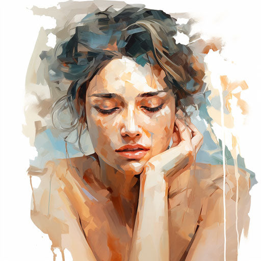 Emotions clipart in the style of oil painting, on a white background
