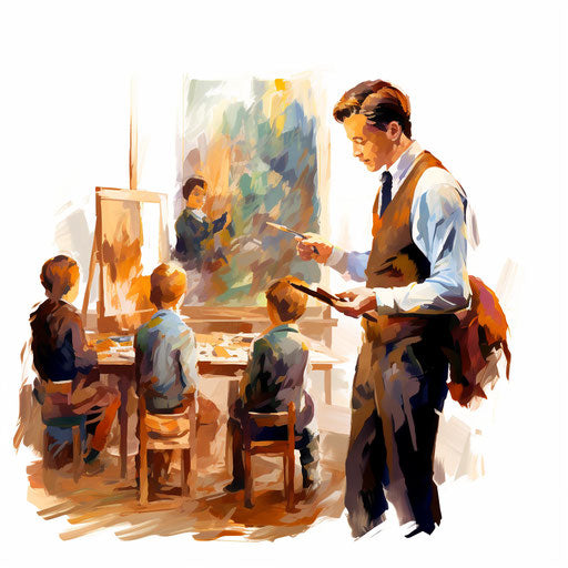 Clipart in the style of Impressionistic Art on white background