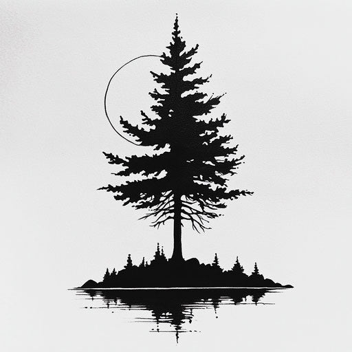 Minimalist tattoo design with tree silhouette