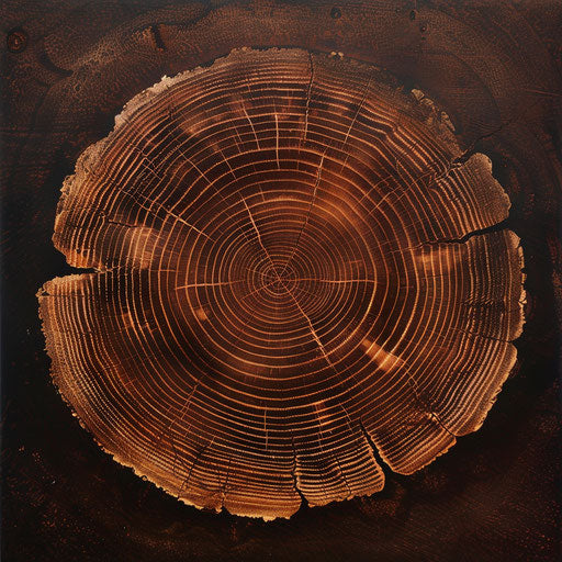Detailed tree ring pattern design, symbolizing history and natural beauty.