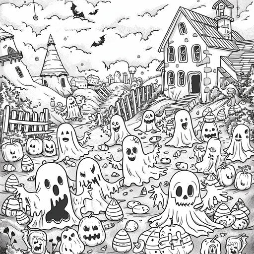 Ghosts and goblins gathering candy corn