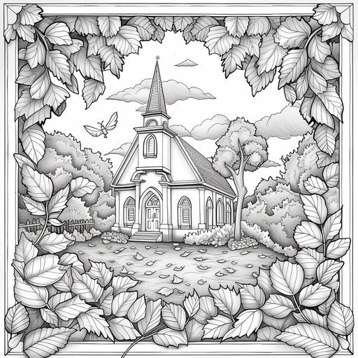 Church surrounded by autumn leaves