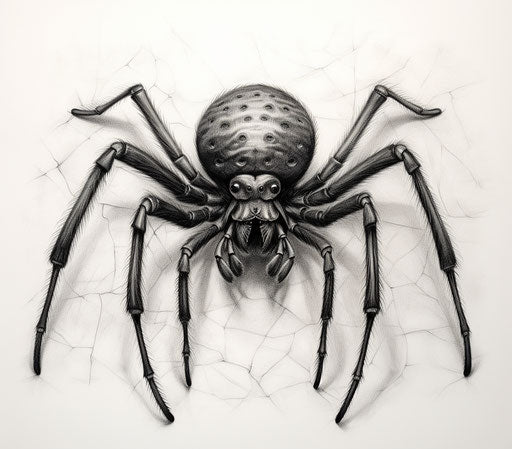 Arachnid, black widow, fine art print, pencil sketch, symmetrical