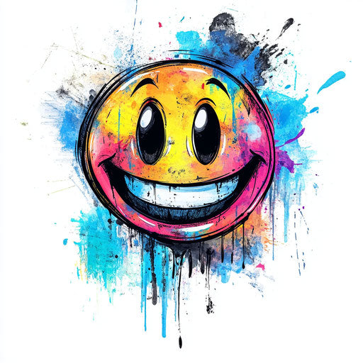 Smiley tattoo with watercolor splash effect