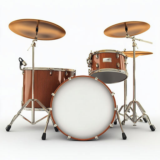 3D Drum Set on flat white background, isolated clipart
