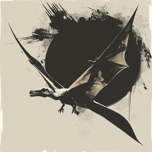 Photo realistic pterodactyl clipart with detailed wings on flat random background