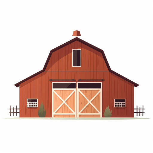 Minimalist style barn clipart, on white background