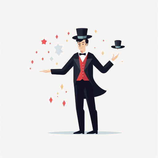 Minimalist style magician illustration, on a white background