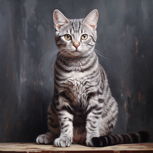 Oil painting of an american shorthair cat