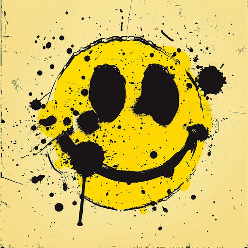 Yellow smiling face with black spots