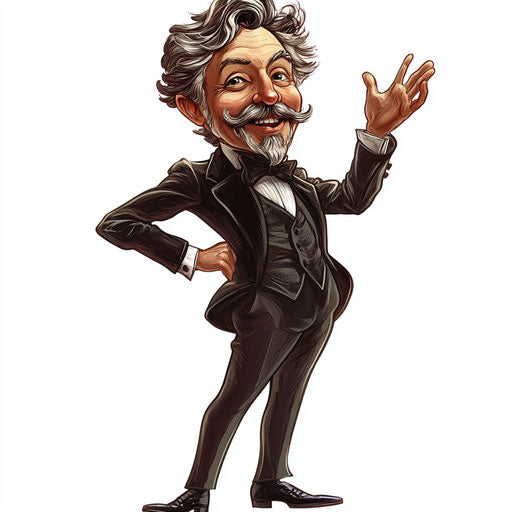 Humorous caricature of a Gustave Eiffel caricature with human characteristics