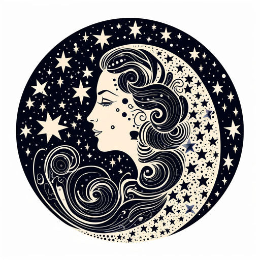 Starry moon mandala tattoo design for woman
