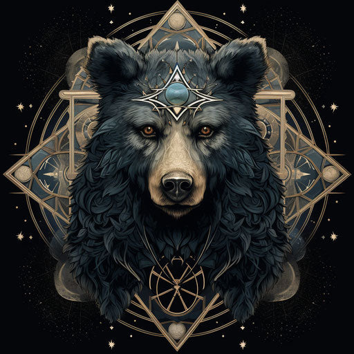 Bear with headstock design, geometric symmetry