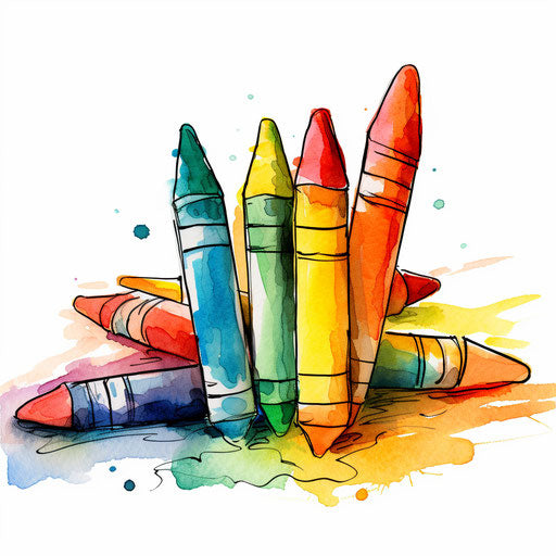 Crayon clipart in the style of Impressionistic Art, on a white background