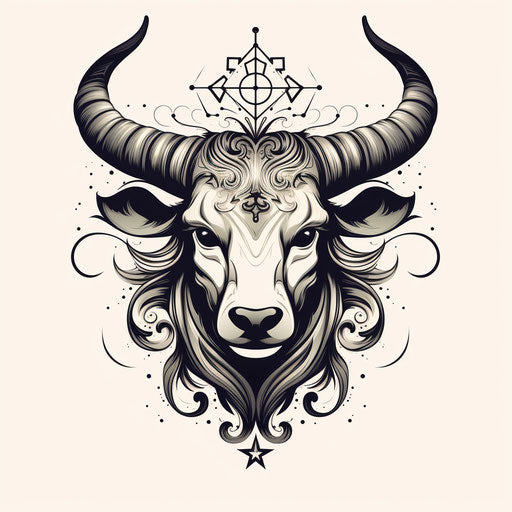 Taurus tattoo symbol on white background