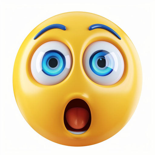 Emoji with large blue eyes and open mouth
