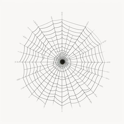 Minimalist spider web art on white background