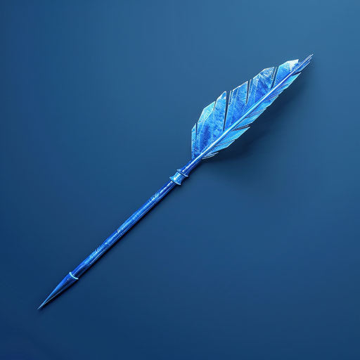 Realistic arrow on flat indigo background with subtle blur