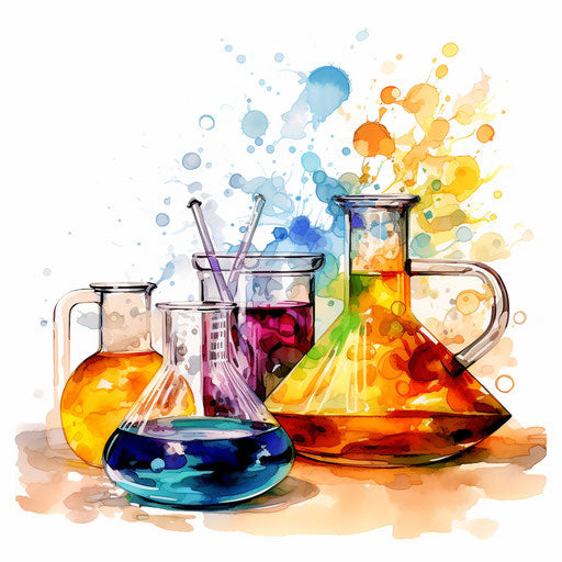 Impressionistic chemistry art on white background